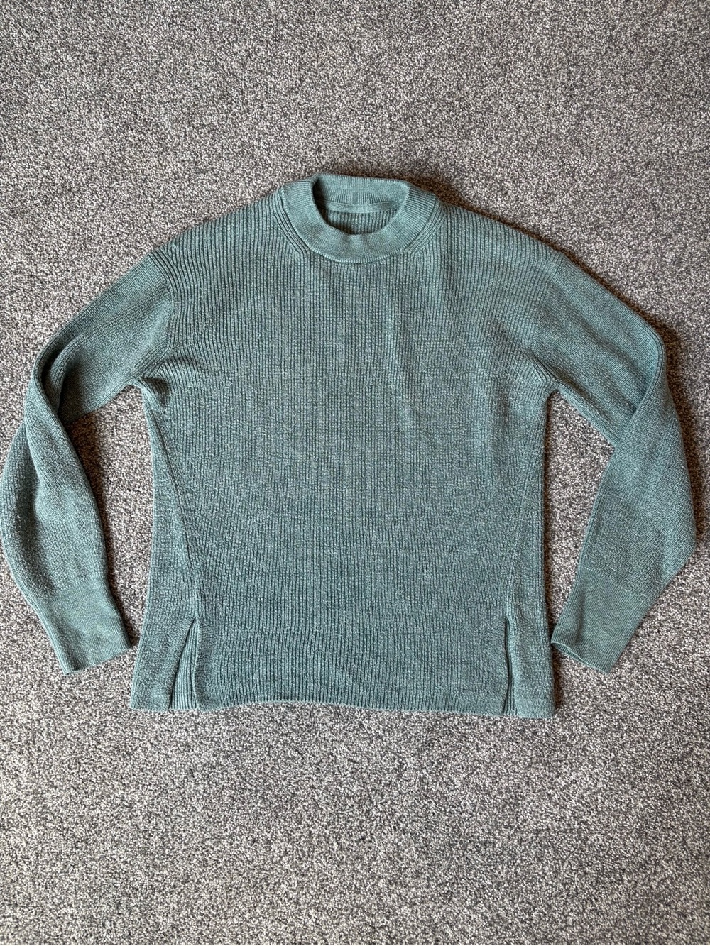 Lululemon Merino Wool Blend Ribbed Crewneck Sweater Heathered Tidewater Teal